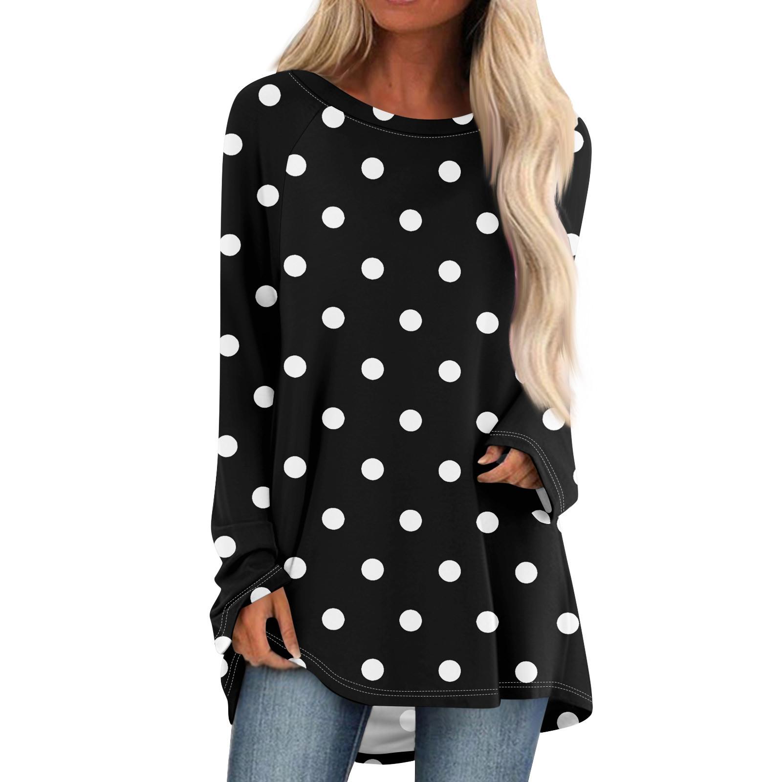 Женский модный свободный пуловер средней длины с круглым вырезом и принтом — фото 3