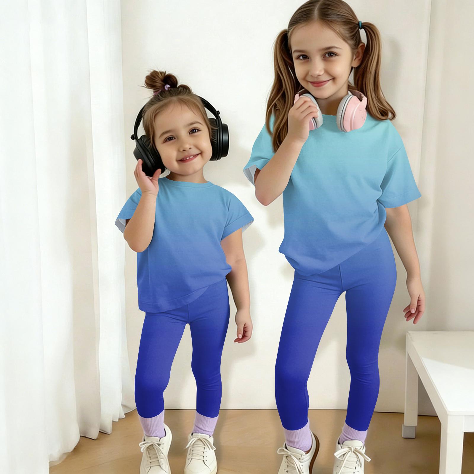 

Набор для мальчиков и девочек Детский повседневный комплект: топ с коротким рукавом и длинные брюки 140 синий