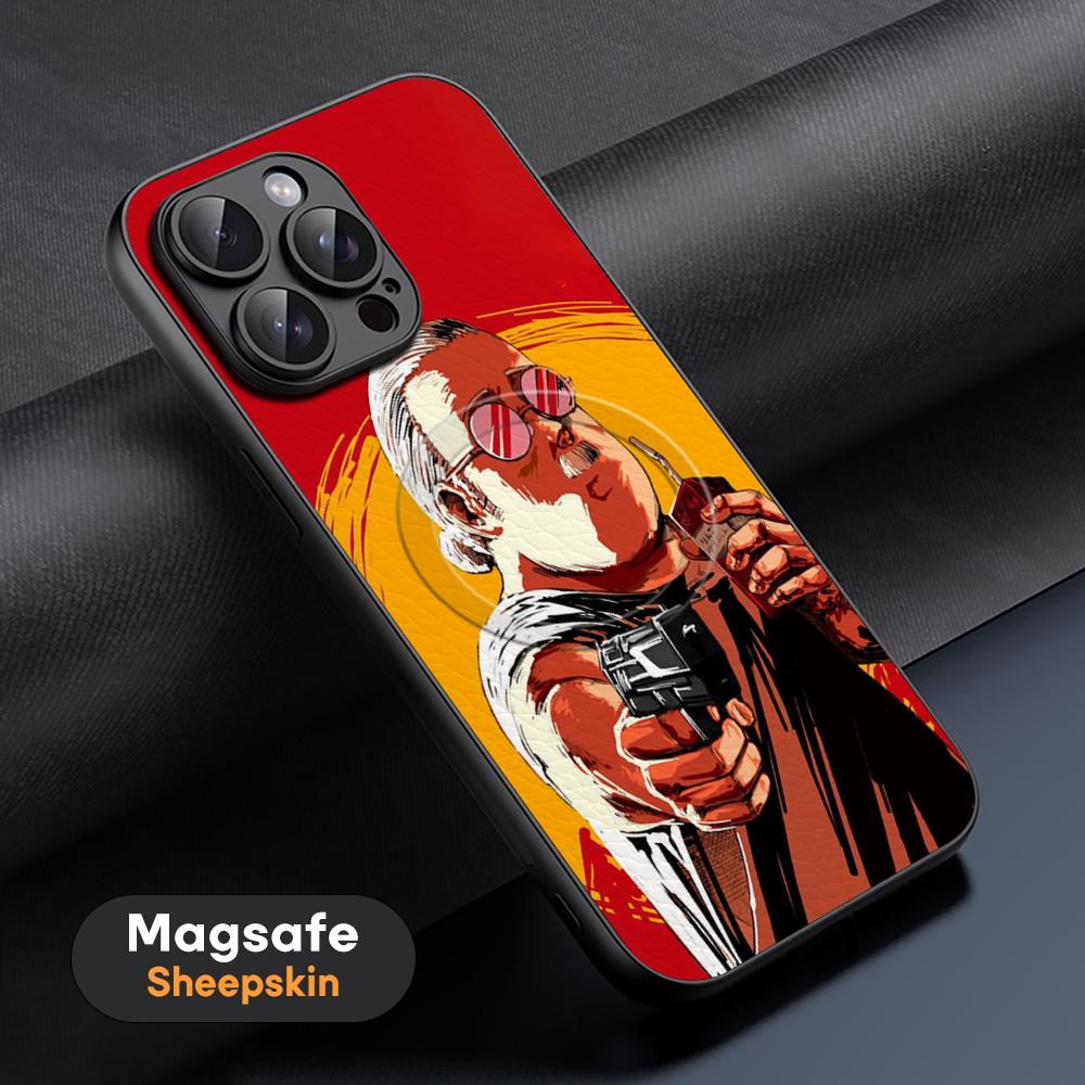 Taro Sakamoto Japan hot anime Phone Case For iPhone 16 15 14 13 12 11 Plus Pro Max High-end Luxury Magsafe Sheepskin