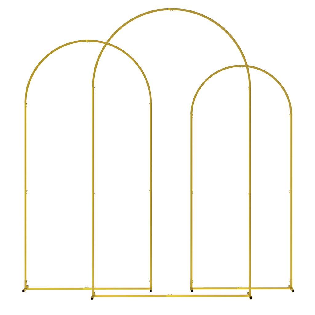 Wedding Arch Frame Set, 2.2, 2, 1.8 M Metal Backdrop Stand Set of 3, Balloon Stand Set for Birthday Party, Bridal Shower, Graduation, Ceremony