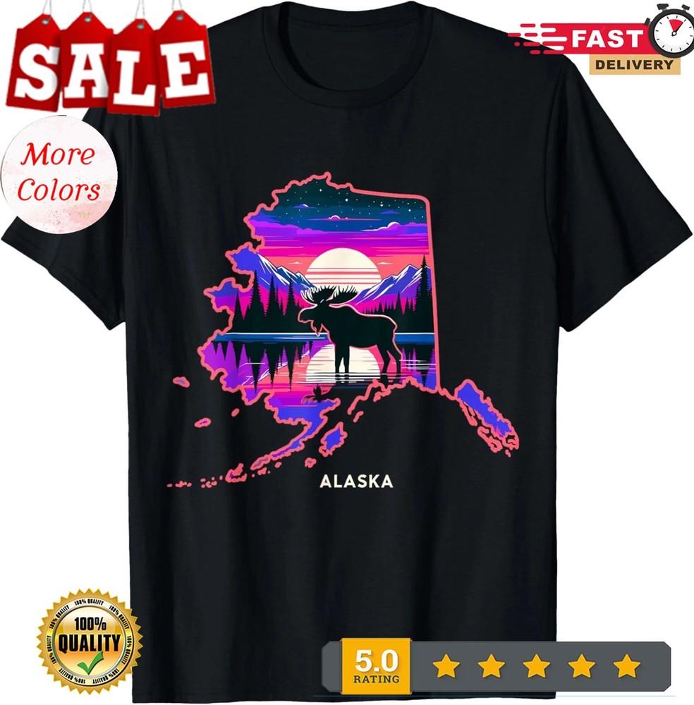 

Alaskan Moose Alaska Map T-Shirt L