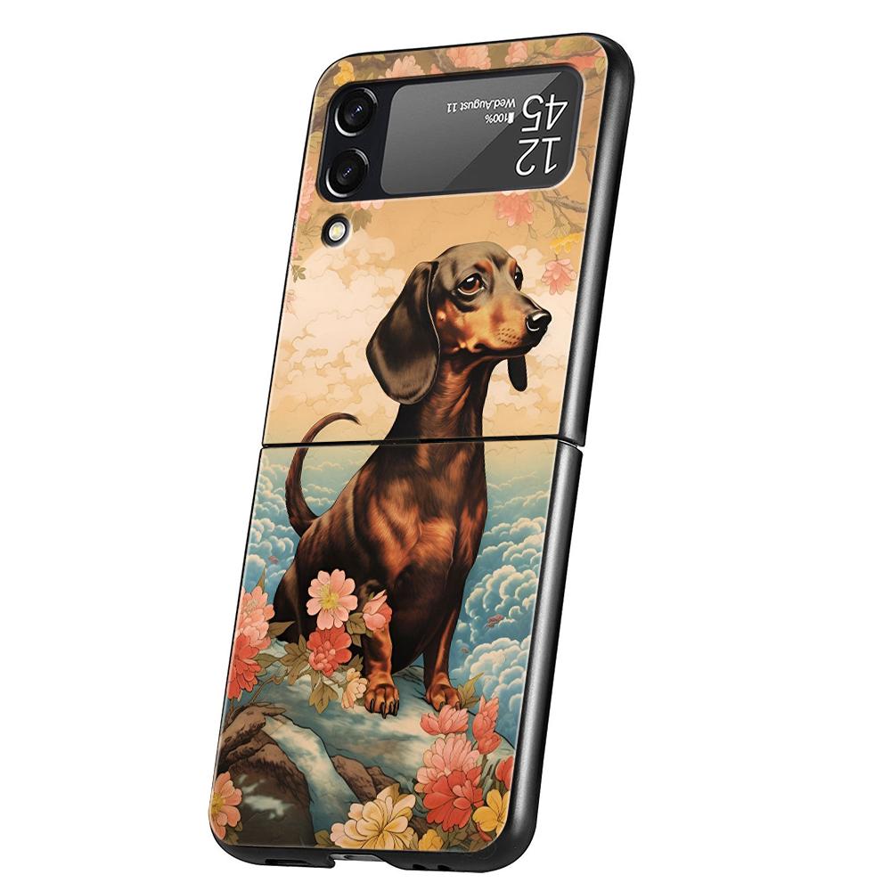 

Dachshund Sausage Dog Hard PC Phone Case For Samsung Galaxy Z Flip 7 6 5 4 Black Cover For Galaxy Z Flip 3 Foldable Capas Bags Z Flip 7