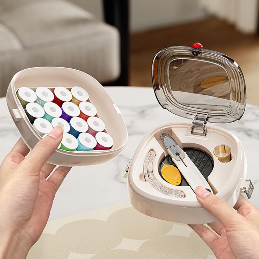 Magnetic Sewing Tool Kit Multifunctional Sewing Thread Needle Threader Scissors Kit Hand Sewing Storage Box for Friend