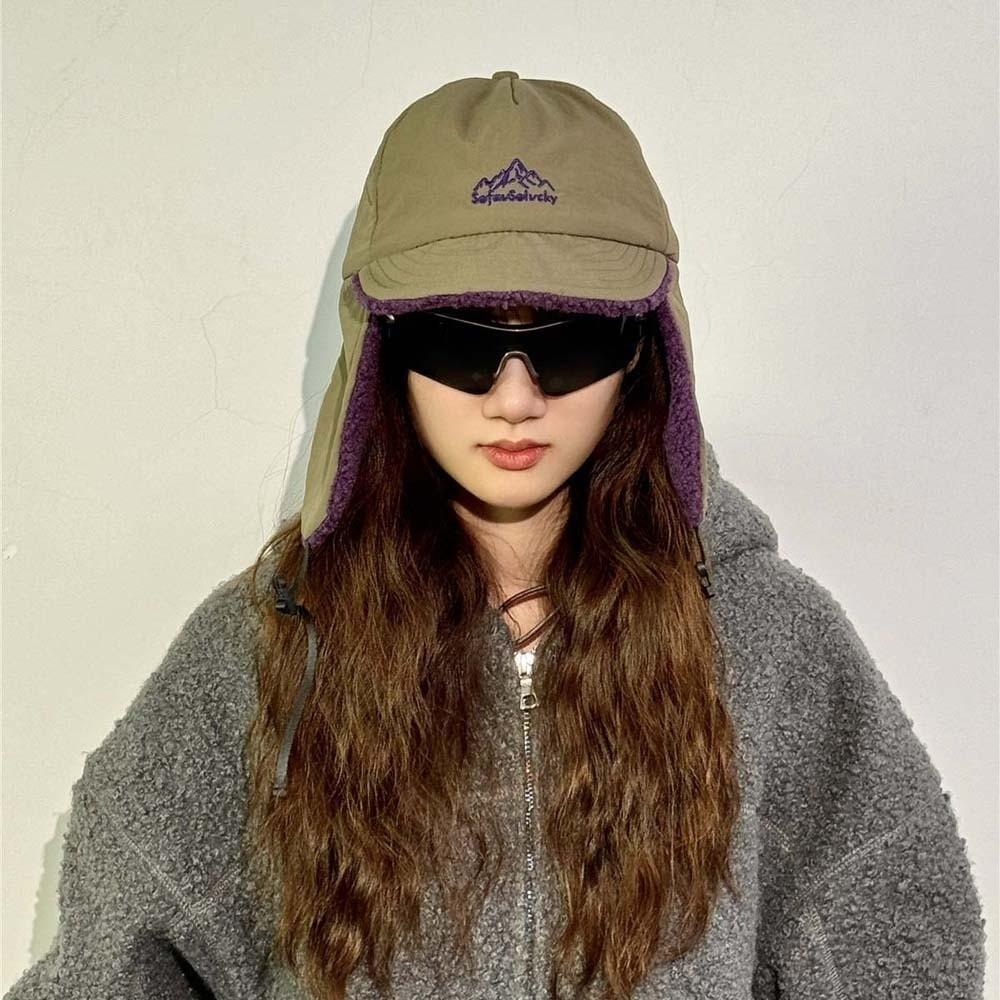 Japanese Style Earflaps Visor Hat Lightweight Windproof Pilot Cap Ear Protection Cap  Autumn