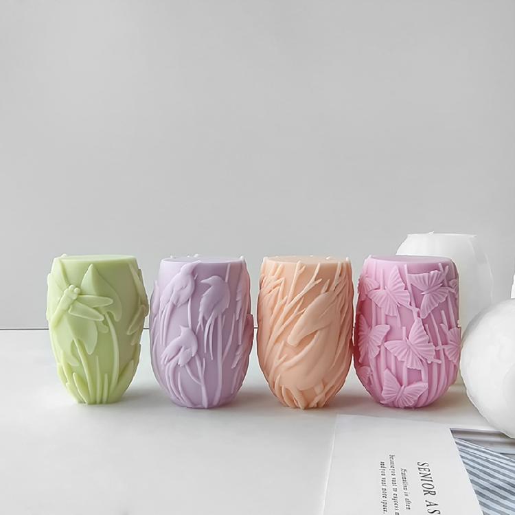 Silicone Molds for Relief Cylinder Scented Candle Sculptures Moulds Practical Silicone Molds for Scented Candle