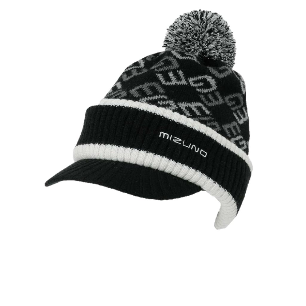 Mizuno Breath Thermo MG Logo Knit Golf Cap with One Size Fits Most Brim, Heat-Generating Material, Women's, Black, (E2MWB708)