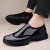 Men Smooth Surface Patent Leather Wedding Party Shoes Platform Oxfords Slip on Brand New Brogue Thick Soled Casual Loafers Shoes