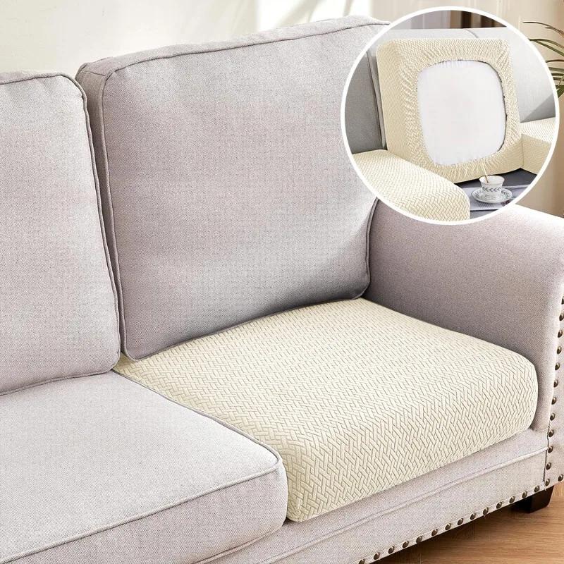 Jacquard Luxury Sofa Covers Elastic Sectional Sofa Seat Case Solid Colors Couch Covers For Sofas Living Room Chaise Lounge Pets