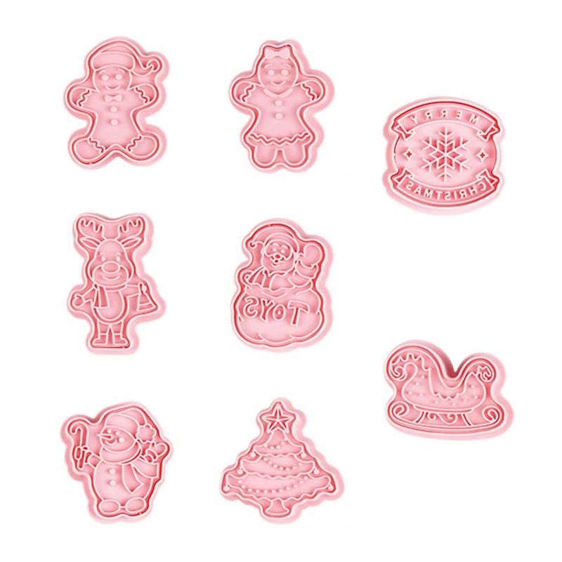 

8 Pack 3D Frosting Cookie Cutter Plastic Push-type Household Cookie Baking Molds 1