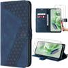 Case for Xiaomi Redmi Note 12 5G - E.F.Connection - Embossed Leather Case - 2 Tempered Glasses - Navy Blue - Stand
