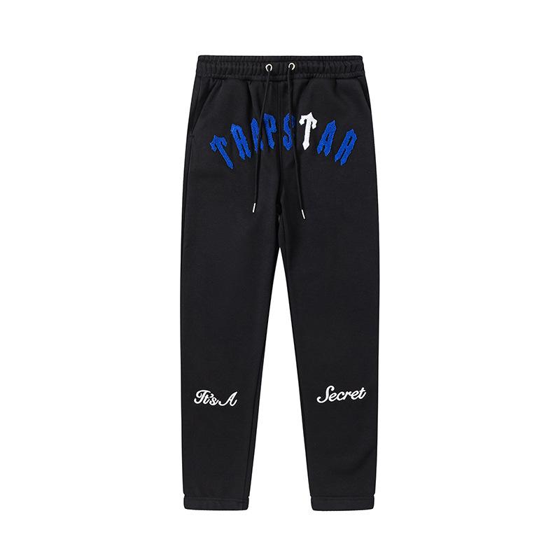 Trapstar towel embroidered letters fleece-lined zipper jacket, hooded sweatshirt pants, couple set