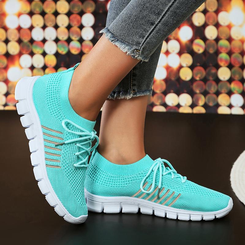 Fashion Breathable Mesh Casual Sneakers Women Lightweight Slip On Soft Sole Sports Shoes Woman 2025 Plus Size Knitted Flats Female 35-43