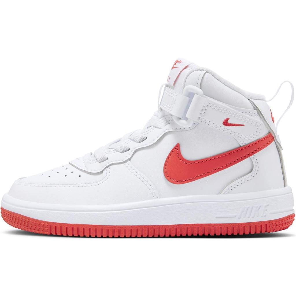 Nike Force 1 Mid Easy On Fashion Shock Absorbing Durable High Top Casual Shoes Kids Sneakers White Red FJ1917-106