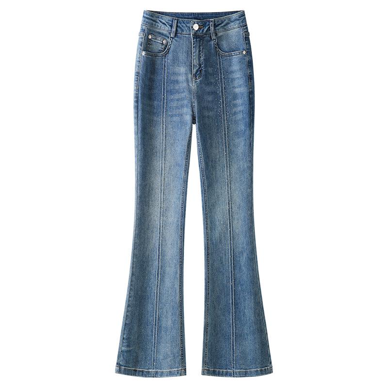 

Women s 2025 Retro High-Waisted Blue Micro-Flare Jeans S
