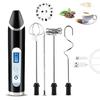 Milk Frother USB Rechargeable LCD Display 3 Speeds Handheld Whisk Electric Foamer Maker
