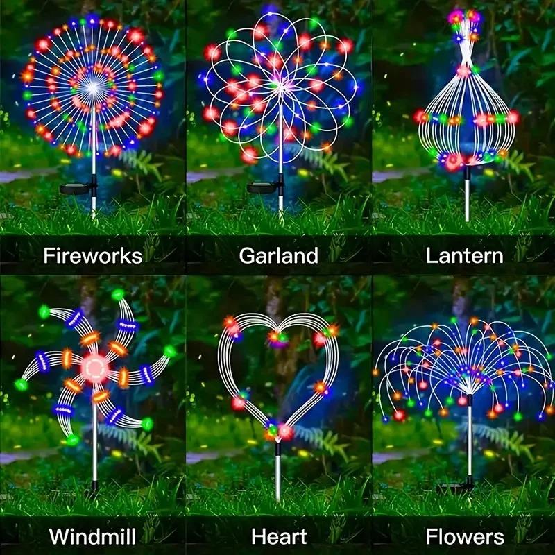 2026 New Solar Garden Firework Lights, Solar Outdoor Lamp Decoration Solar Garden Firework Lamp Courtyard Lamp