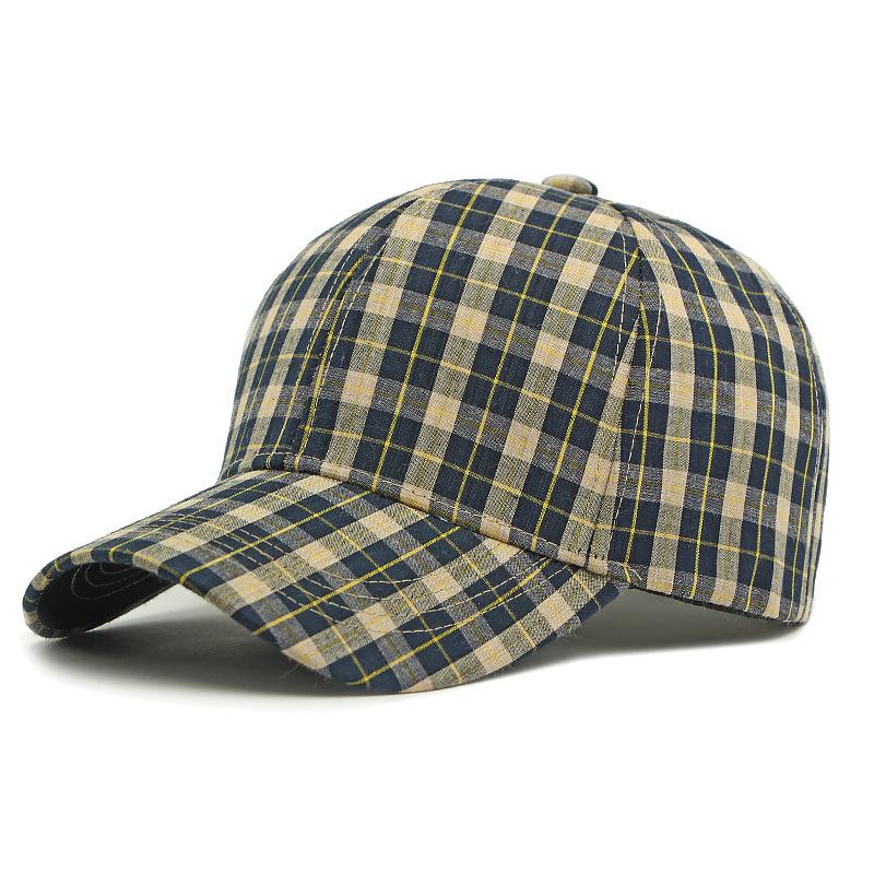 Spring Summer Men Vintage Plaid Baseball Cap Outdoor Women Sun Protection Hat