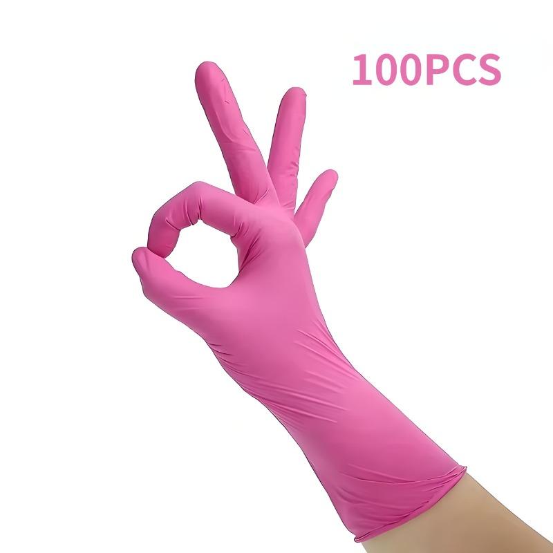50/100PCS Disposable Pink Nitrile Gloves for Household Kitchen Bathroom Cleaning Manicure Hairdressing Waterproof Cleaning Tools