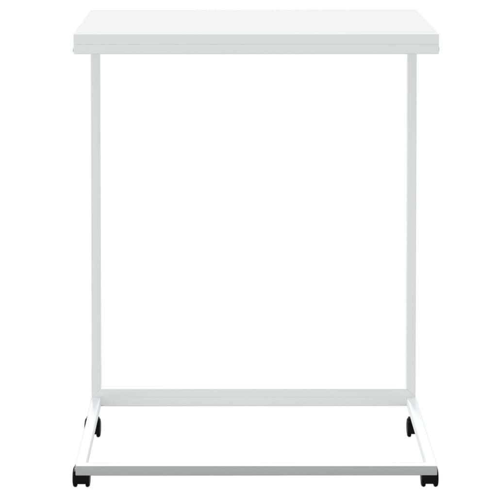  Side Table On Wheels, White, 55x35x70 Cm