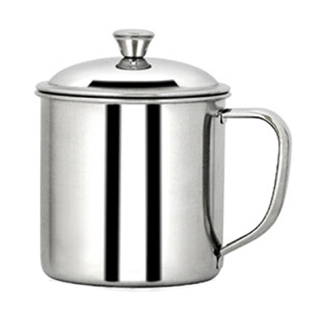 Cup Portable 304 Extra Thick Stainless Steel with Lid Drink Mug for Home Commercial Use L 11x13.5cm 4.3x5.3in