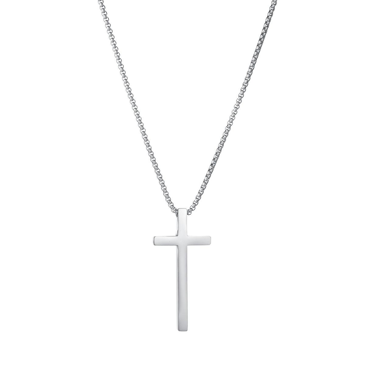 

New Stainless Steel Cross Pendant Necklace for Men Women Minimalist Male Female Necklaces Chokers Silver Color 50cm