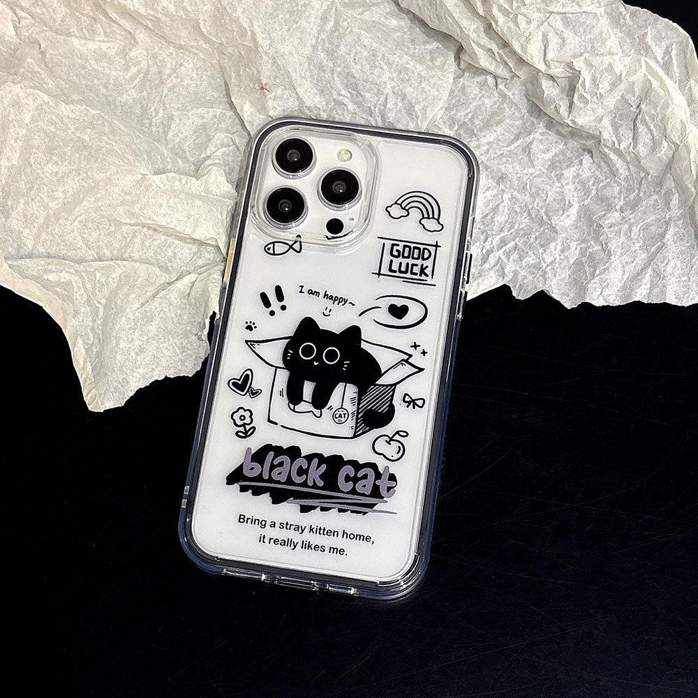 Carton kitten suitable for Apple 17 mobile phone case acrylic two-in-one iphone16promax anti-drop protective cover