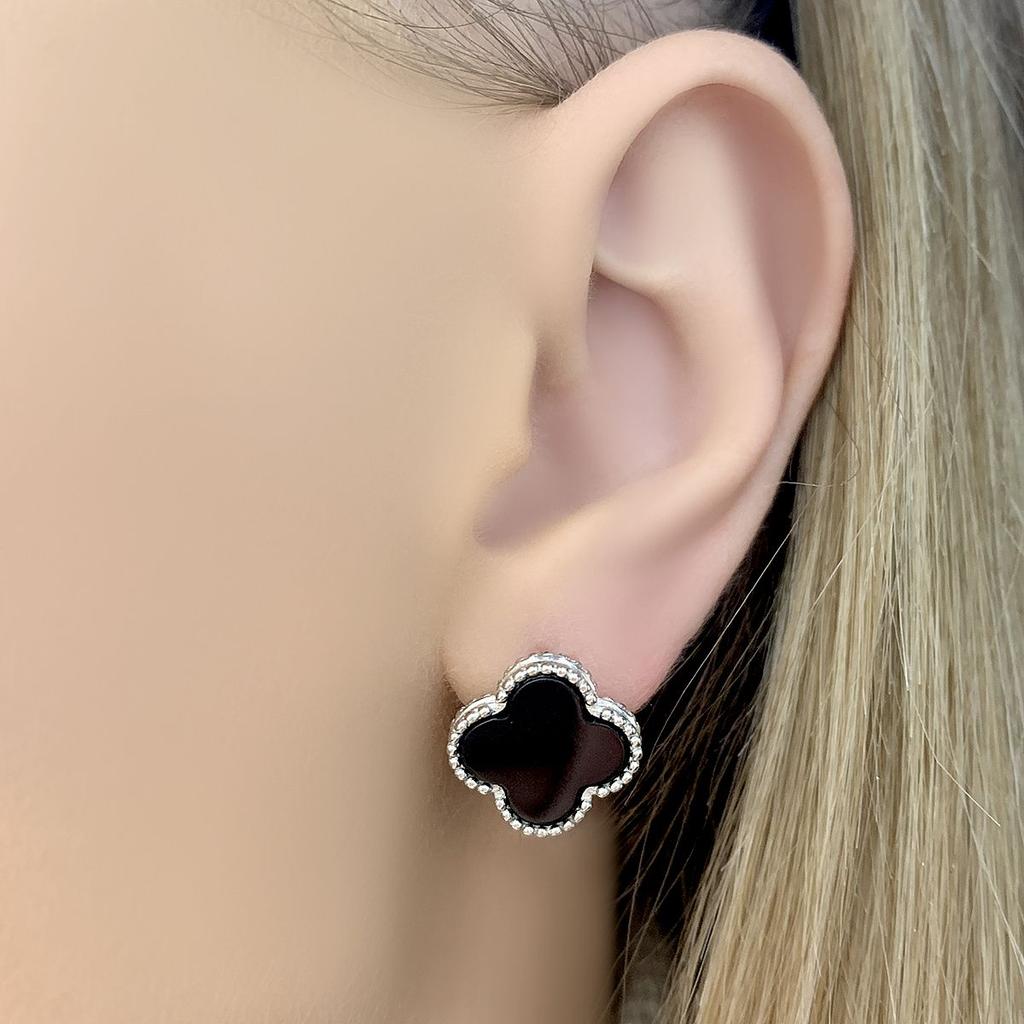 Серебряные серьги с натуральным ониксом (2098966)