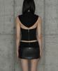 ETRE AU SOMMET Zipper Halter Turtleneck Point Pocket Hoodie (Black)