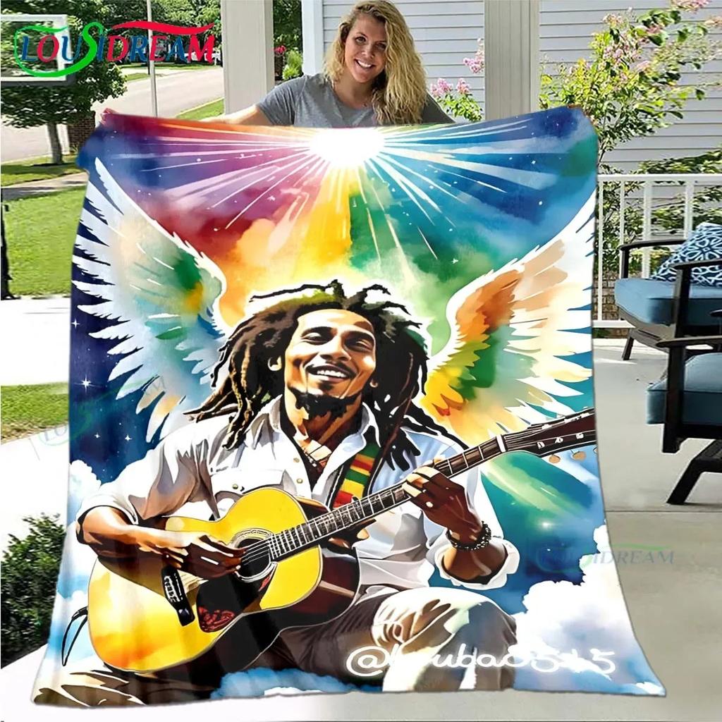 Pop Singer R-Reggae Bob Marley Four Seasons Blanket Sofa Cover Travel Bed Plush Blanket Travel Office Break Blanket Gift