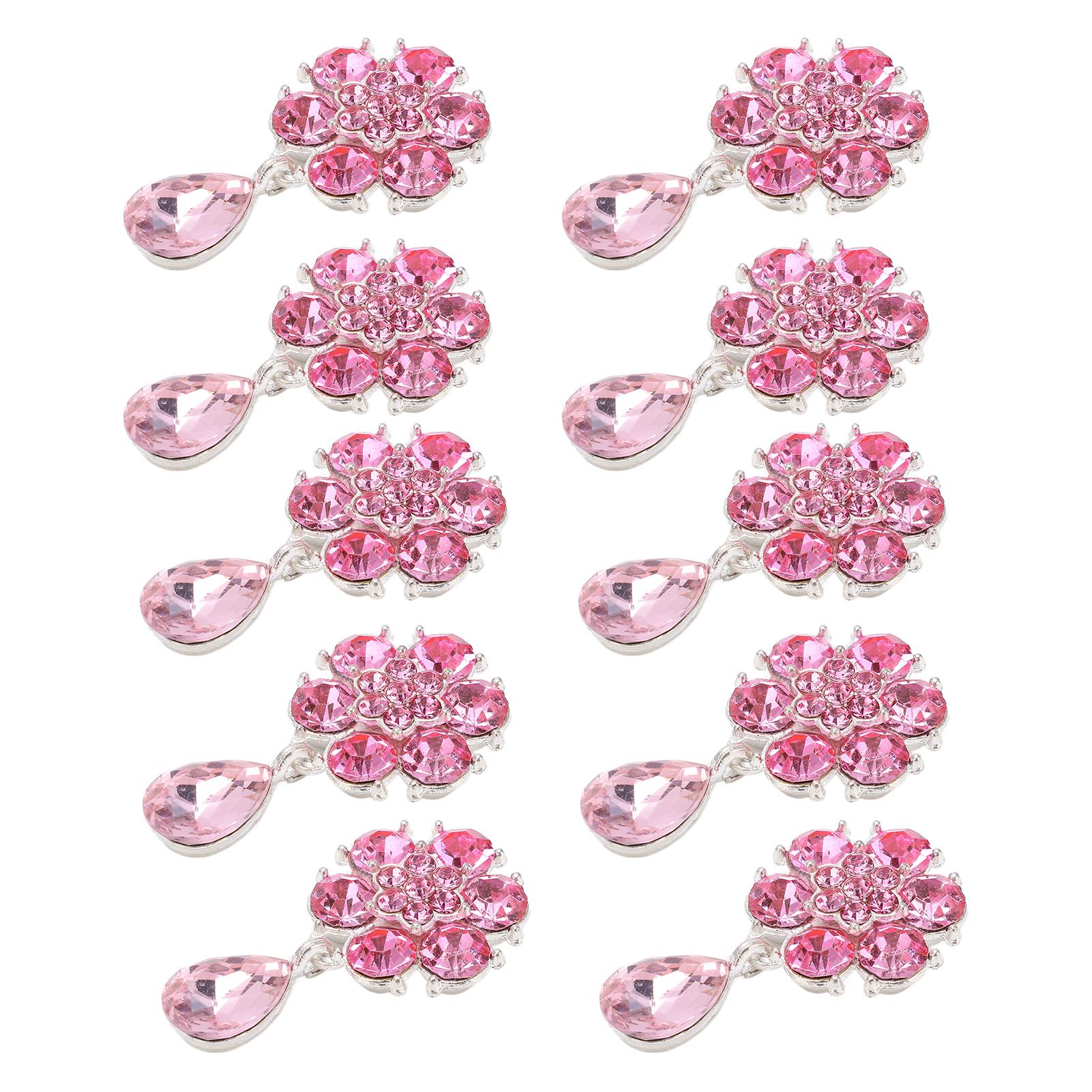 

10pcs Rhinestone Brooches Crown Six Petals Opal Pearl Brooch Pins for Clothes Shoes Bags Hair