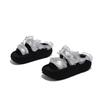 Fashion Lace Mesh Thick-bottomed Slippers for Women's Outer Wear 2025 New Small Person Height Increase One Word Beach Cool Slippers