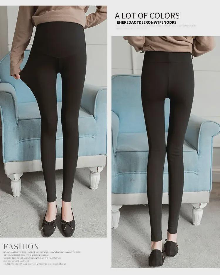 Adjustable Solid Color Maternity Leggings for Spring and Autumn