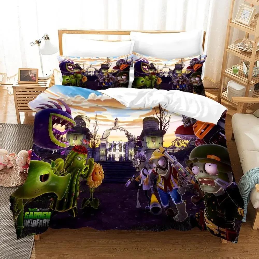 Comforter Game Plant Zombie Bedding Set 3D Printed Suitable For Bedroom Kids Home Textile