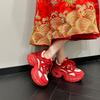 Xiuhe Wedding Shoes Women's 2025 New Summer Mesh Breathable Dad Shoes Women's Heightening Platform Sports Red Bride Shoes