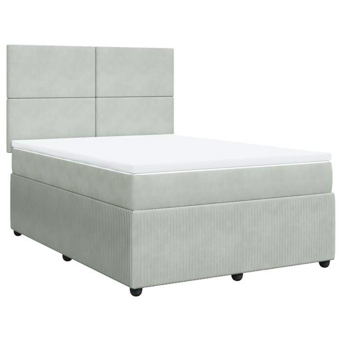 VidaXL Sommier à lattes de lit et matelas Gris clair 140x200cm Velours 3294652