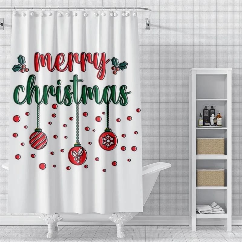 Home Decoration Shower Curtains For Bathroom Waterproof Curtain Fabric Modern Nordic Style Living Room Merry Christmas Winter