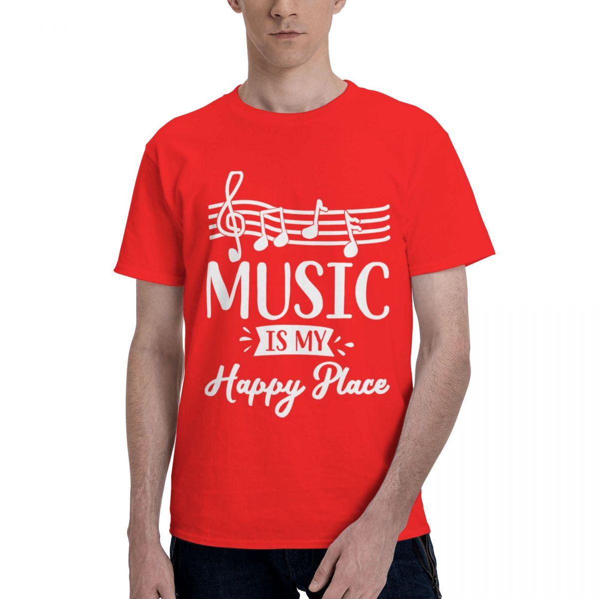 Music Is My Happy Place 100 Cotton Casual Breathable Confortable Vintage Designer Clothes Men Funny Shirt S