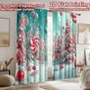 2D Flat Printing 2pcs Window Drapes Christmas Candy Land Snow Digital Printed Polyester Drapes Festive Holiday Use for Photo