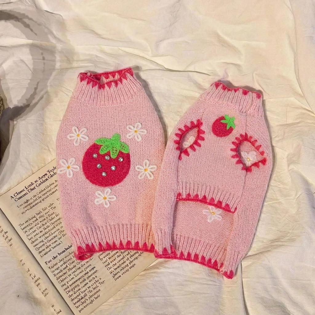 Gemütlicher gestreifter Kunstmink-Pullover für kleine/mittelgroße Hunde & Katzen - Herbst/Winter Haustierbekleidung
