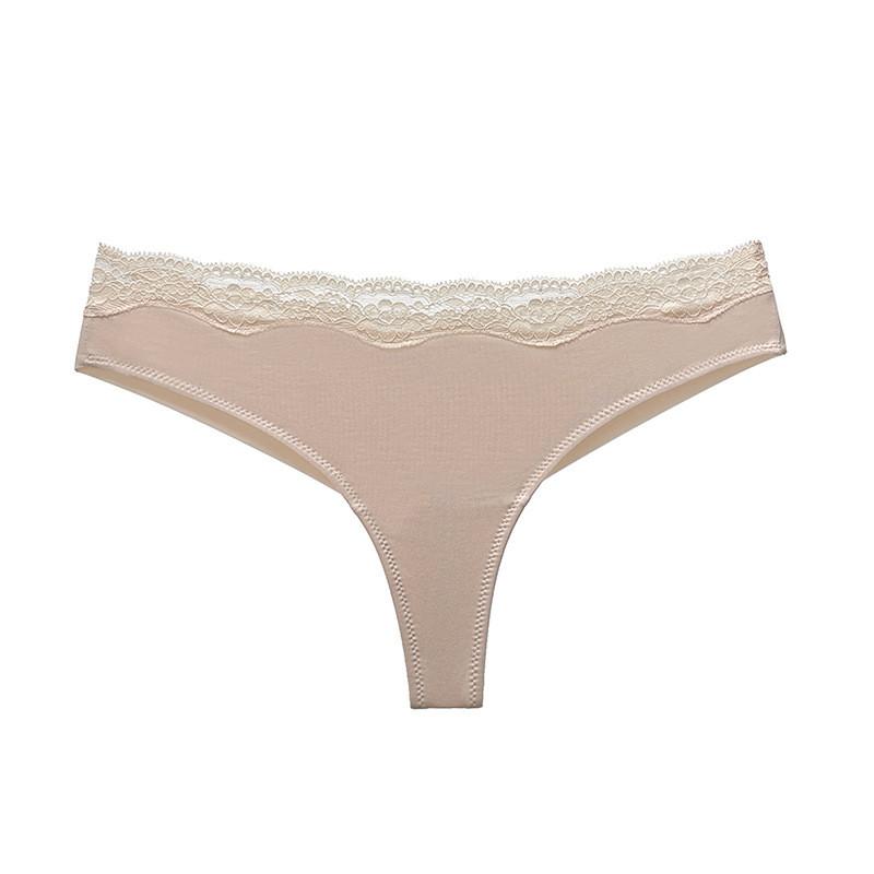 Women's Modal Cotton Blend Thongs, Soft Seamless Lace Tanga Underwear, Comfortable for Yoga Sports Daily Wear