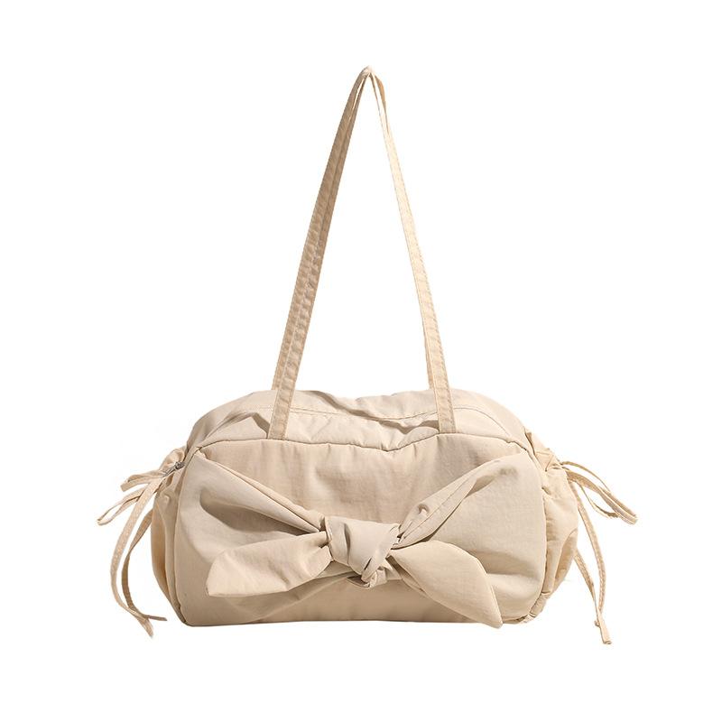 

Женская повседневная сумка через плечо большой вместимости в корейском стиле, сумка подмышкой, милая и мягкая сумка с бантом