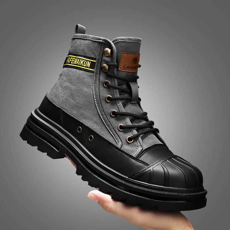

2026 Winter New Men s Wear resistant Anti collision Ankle Boots Work Anti slip Labor Protection Shoes Outdoor Velvet Shoes 39 серый