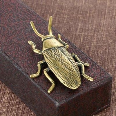 Brass Insect Cockroach Figurines Miniatures Solid Tea Pet Funny Crafts Collection Desktop Small Ornaments
