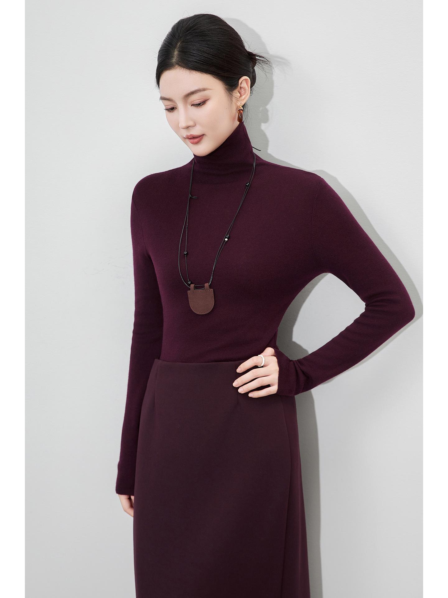 

16-Needle Four-Flat Superfine Merino Wool Solid Turtleneck Knitwear: Simple, Versatile, and Close-Knit Design L