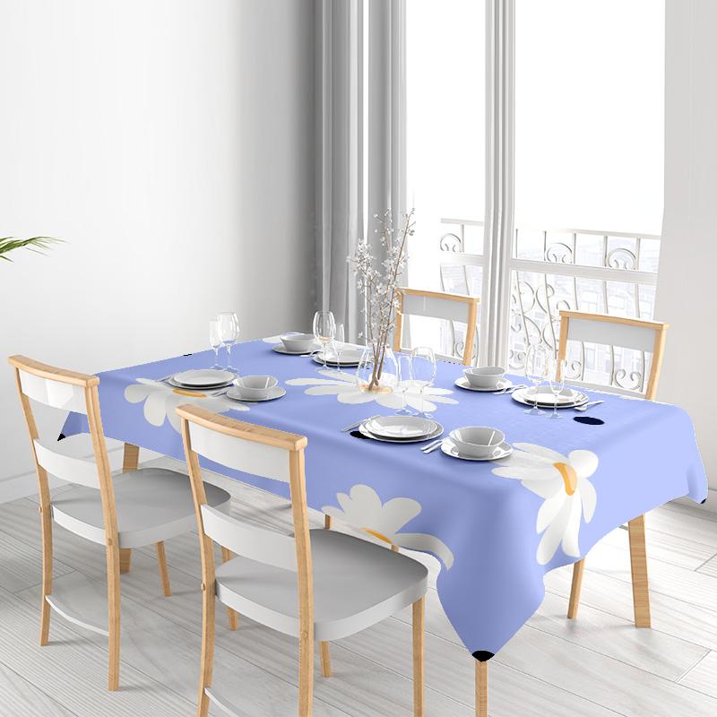 Modern Floral Printed Tablecloths For Dining Room Decor Perfect for Home Party Decoration 3D Printing Tablecloth Blu