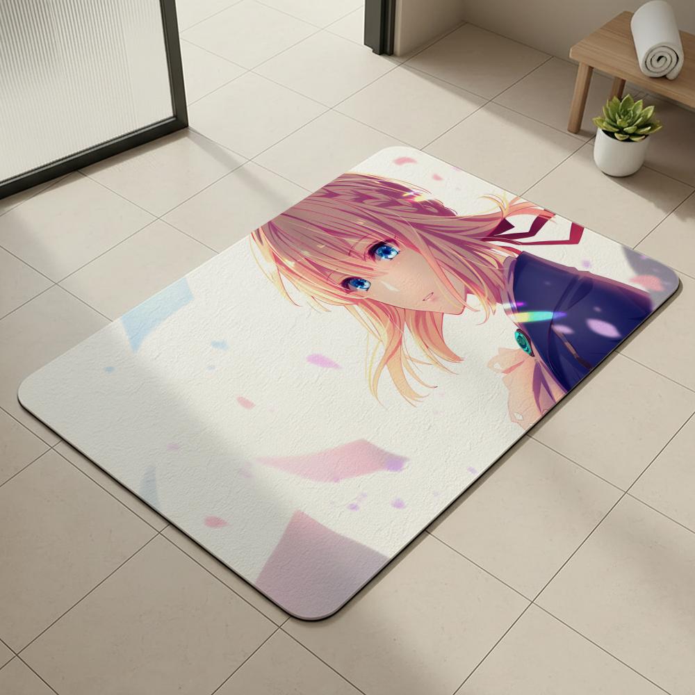 Anime V-Violet E-Evergarden Floor Mat Diatomite Bath Mat, Quick Dry, Absorbent, Multi-Scene Mat