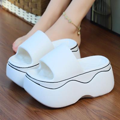 Neue 7,5 cm hohe Pantoletten mit Absatz Damen Sommer Pantoletten dicke Plateauschuhe Frau klobige Strand Clogs Schuhe Mädchen Partykleid Sandale