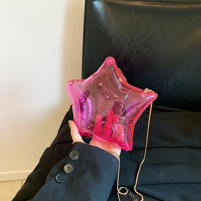 Kleine und süße fünfzackige Stern-Mode-Umhängetasche für Damen im ausländischen Stil, einfarbig, Abendessentasche, Ketten-Umhängetasche, Flut