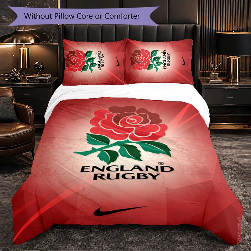 Set Biancheria da Letto 3 Pezzi in Microfibra con Fantasia Rugby Inglese Copripiumino Decorativo per Camera da Letto Uso Domestico