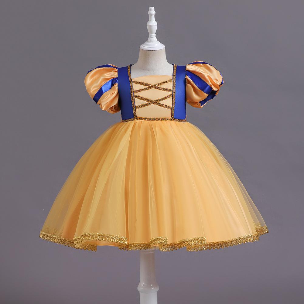 

Платья принцесс с короткими рукавами и желтыми цветами для девочек 1 июня Детские платья для выступлений Пышные детские платьяДетское платье 110cm жёлтый